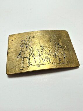 Western Country Cowboy Belt Buckle, Solid Brass, Ampersand Kalamazoo, USA